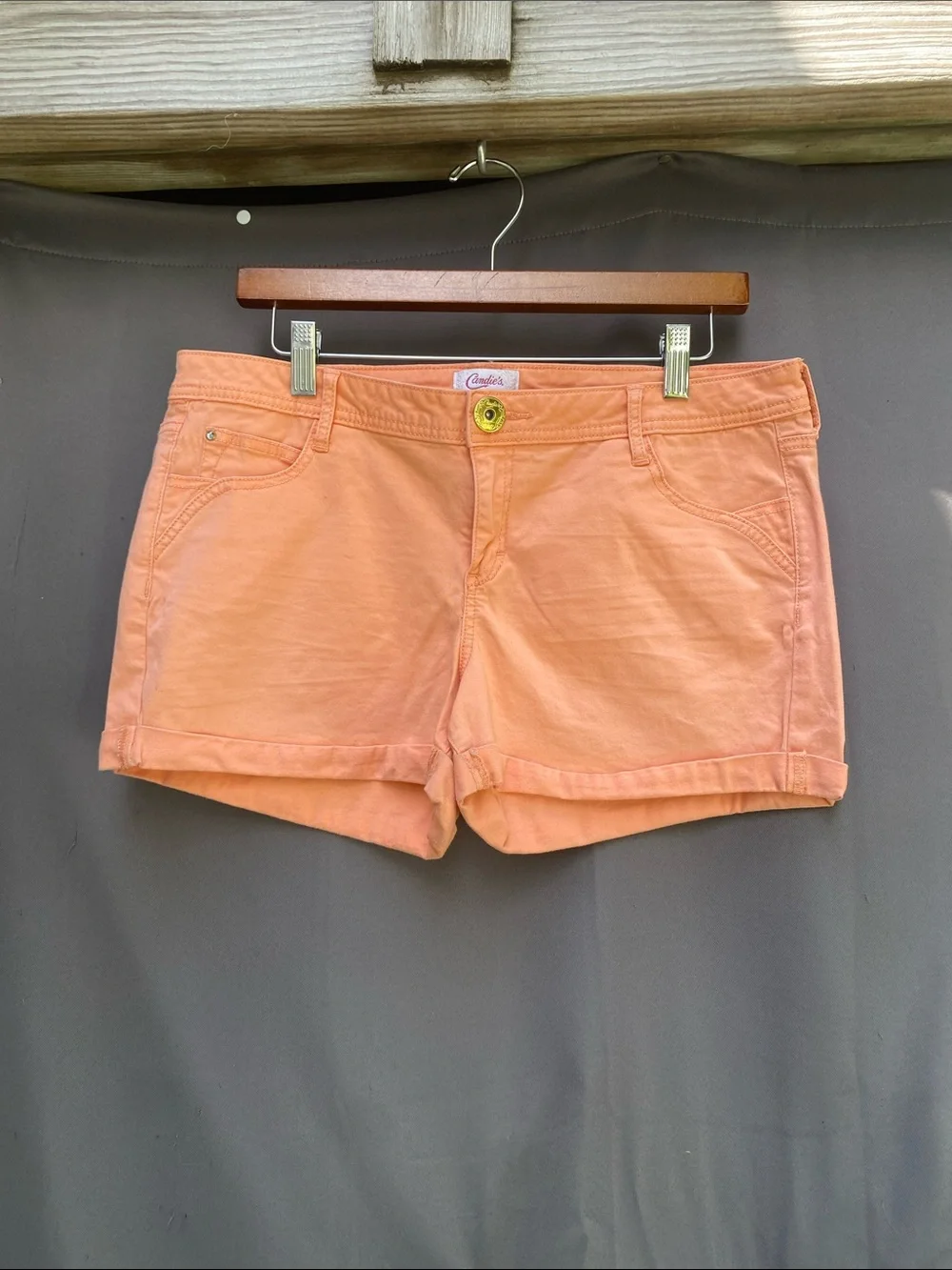 Candie's Coral-Peach Denim Shorts